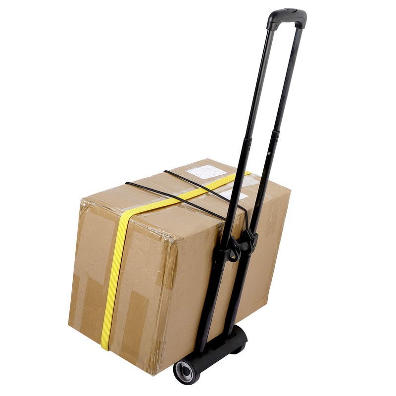 KINJOEK 25kg 55lbs Folding Hand Truck, Solid Construction Utility Cart for Luggage with 2 Oversized Wheels Bonus Bungee Cord, Collapsible, Lightweight and Compact Luggage Dolly Cart for Travel, Black - Image 5